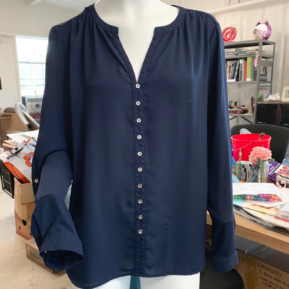 NY&C Navy Blue Top w/Silver Buttons